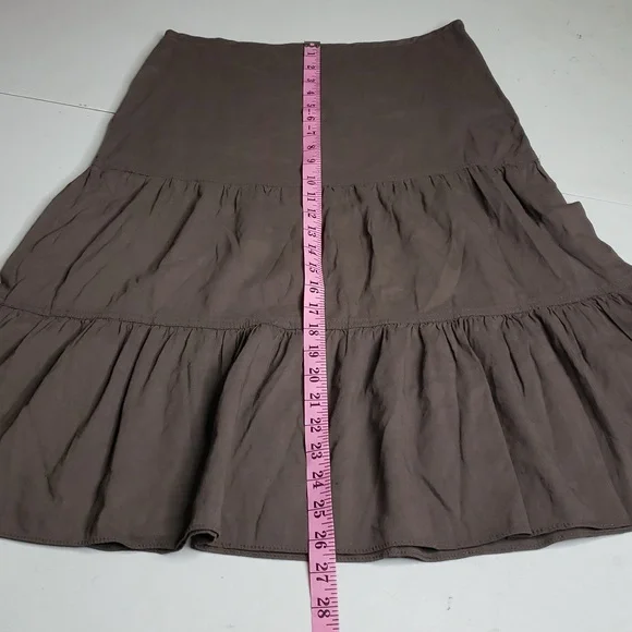 Theory Ellen Linen Blend Tiered Midi Dress Size 4 Brown Neutral Flowy Beachy - Picture 11 of 16